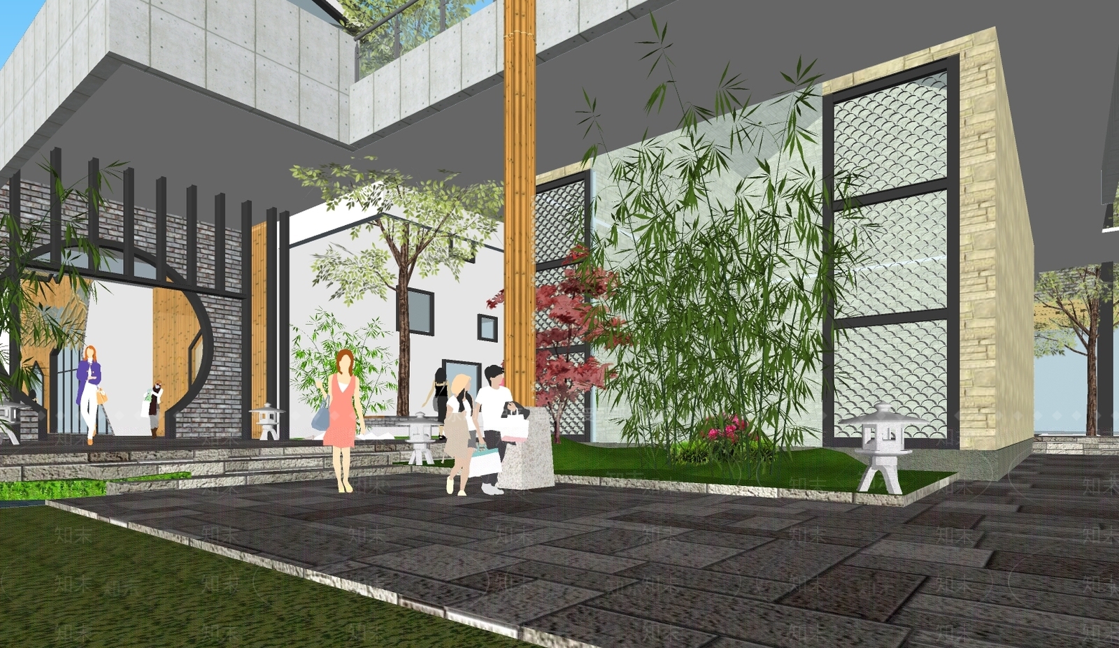 现代风格公园景观SU模型下载【ID:571569764】