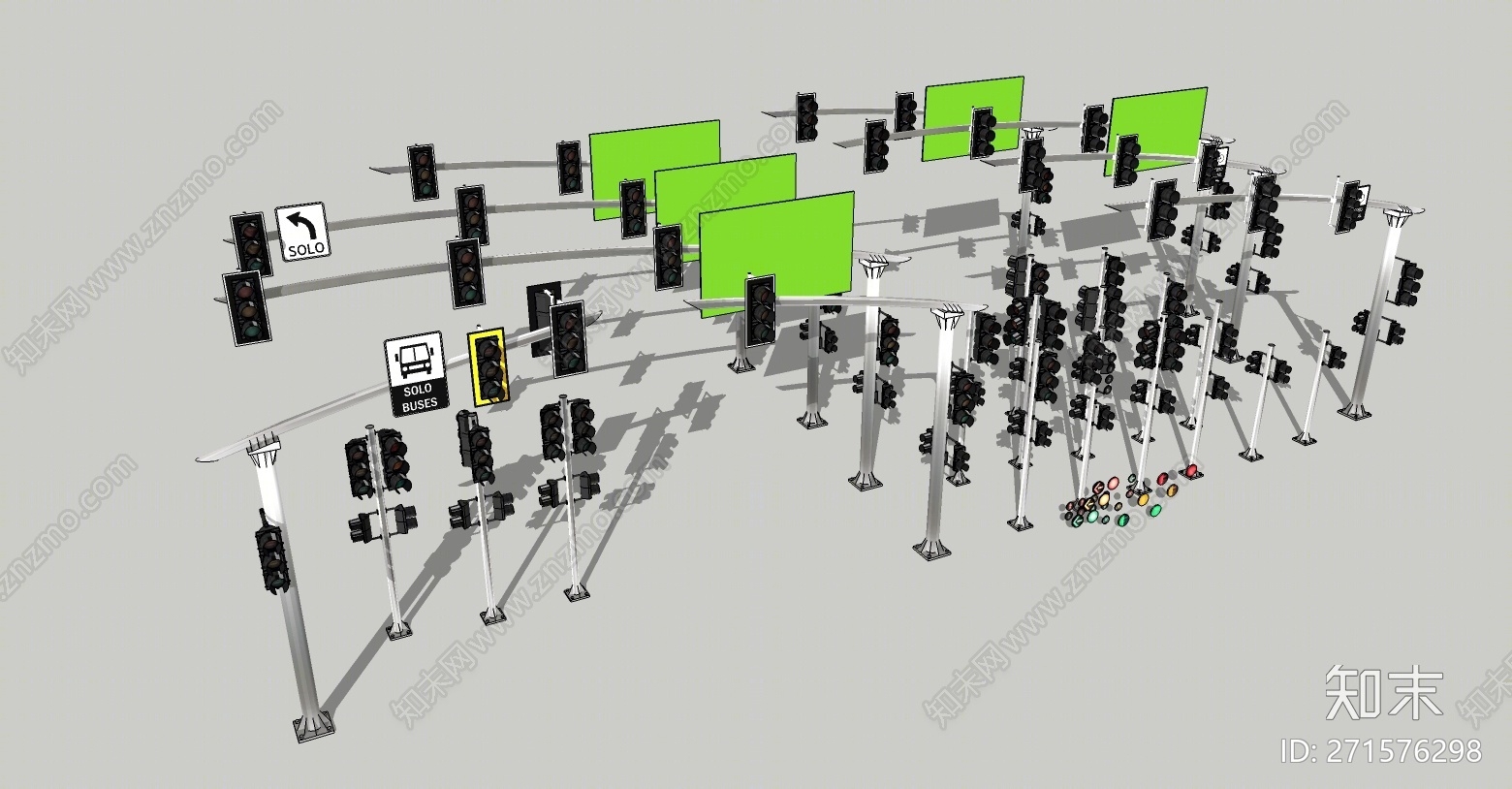 现代风格交通信号灯SU模型下载【ID:271576298】