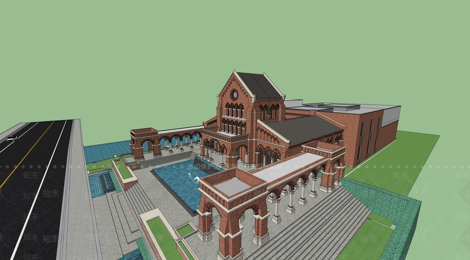 欧式风格小区建筑SU模型下载【ID:871591762】