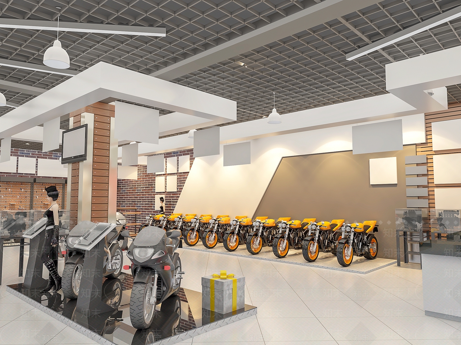 现代摩托车展厅3D模型下载【ID:371596513】