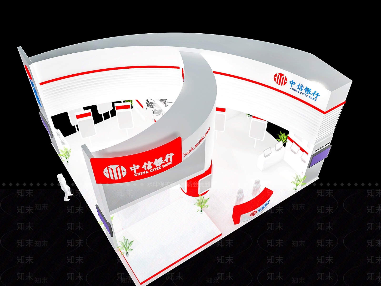 现代银行展厅3D模型下载【ID:571602431】
