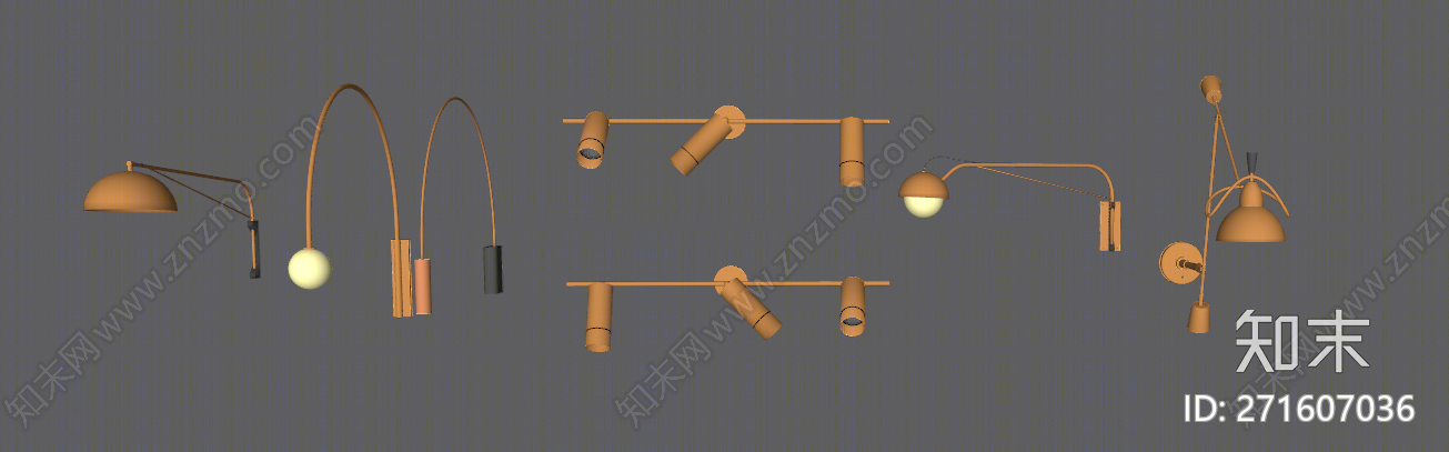 现代风格灯具组合SU模型下载【ID:271607036】