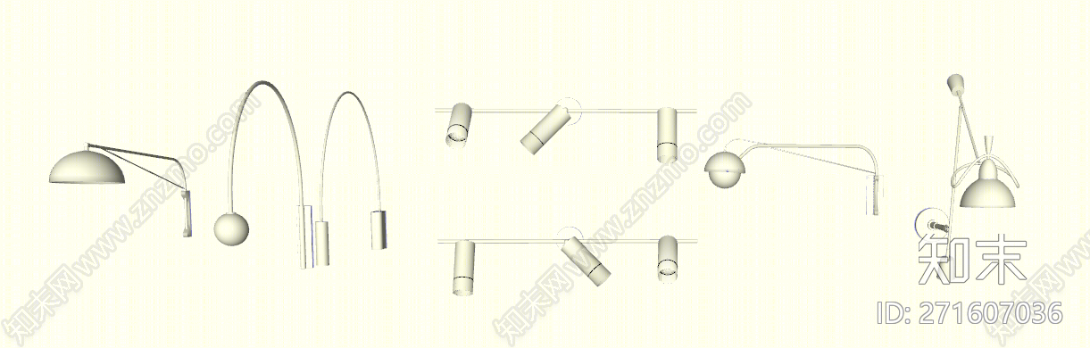 现代风格灯具组合SU模型下载【ID:271607036】