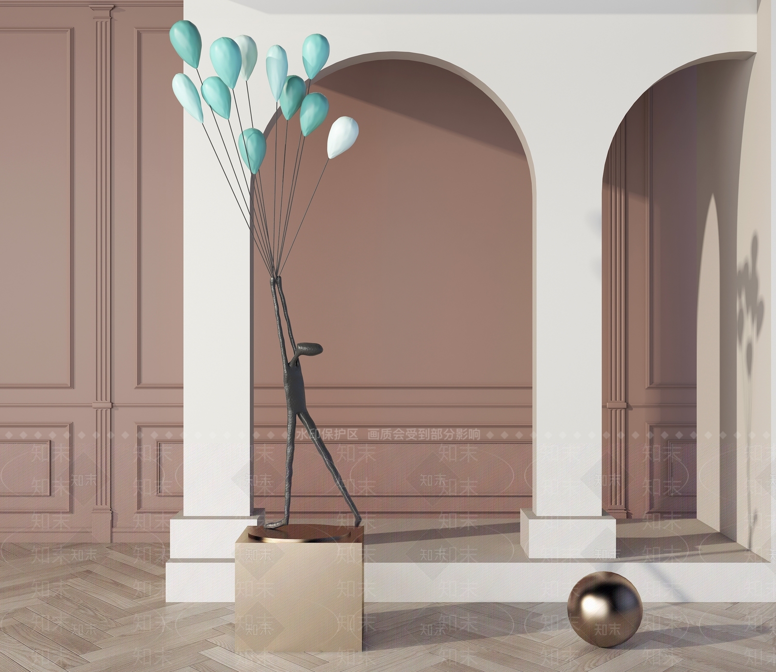 现代人像雕塑3D模型下载【ID:371624894】