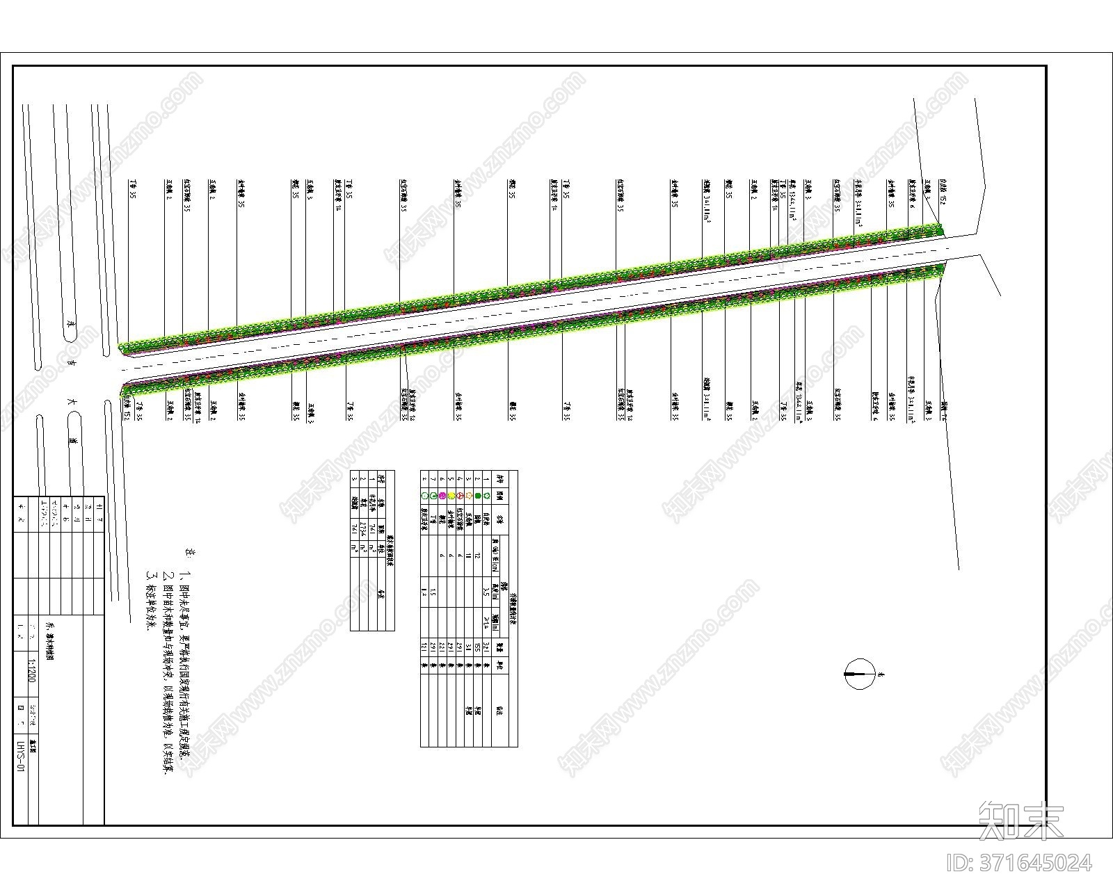 道路绿化cad施工图下载【ID:371645024】