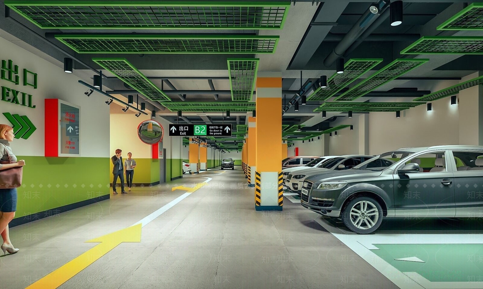 现代地下停车场3D模型下载【ID:571653909】