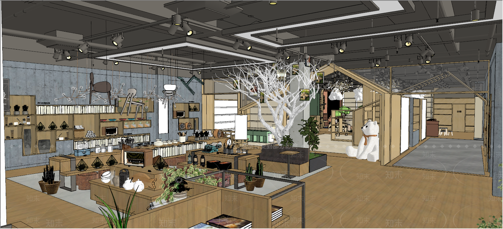 北欧风格书店SU模型下载【ID:671665498】