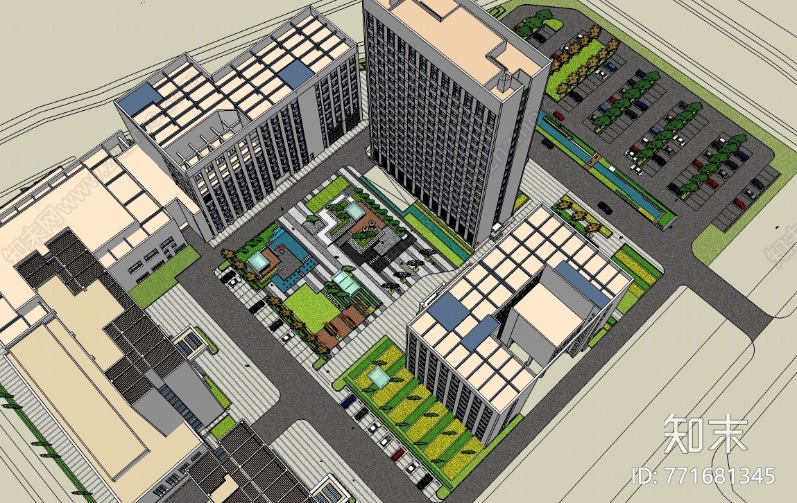 现代风格办公区域SU模型下载【ID:771681345】