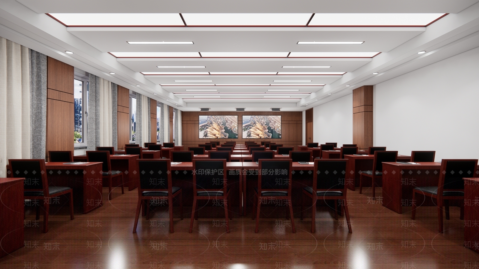 新中式风格会议室SU模型下载【ID:371686477】