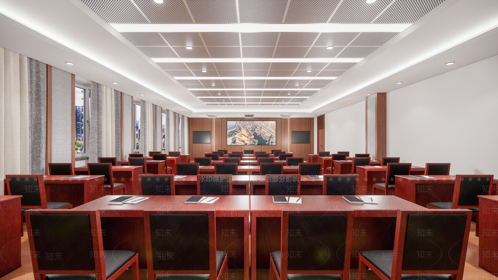 新中式风格会议室SU模型下载【ID:371686477】