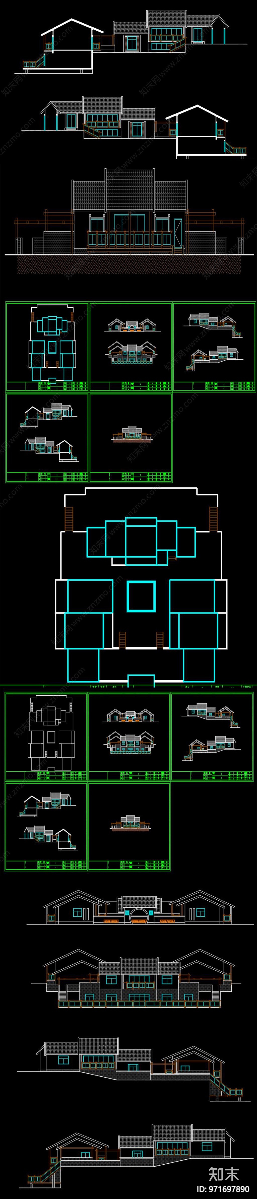 新中式别墅cad施工图下载【ID:971697890】