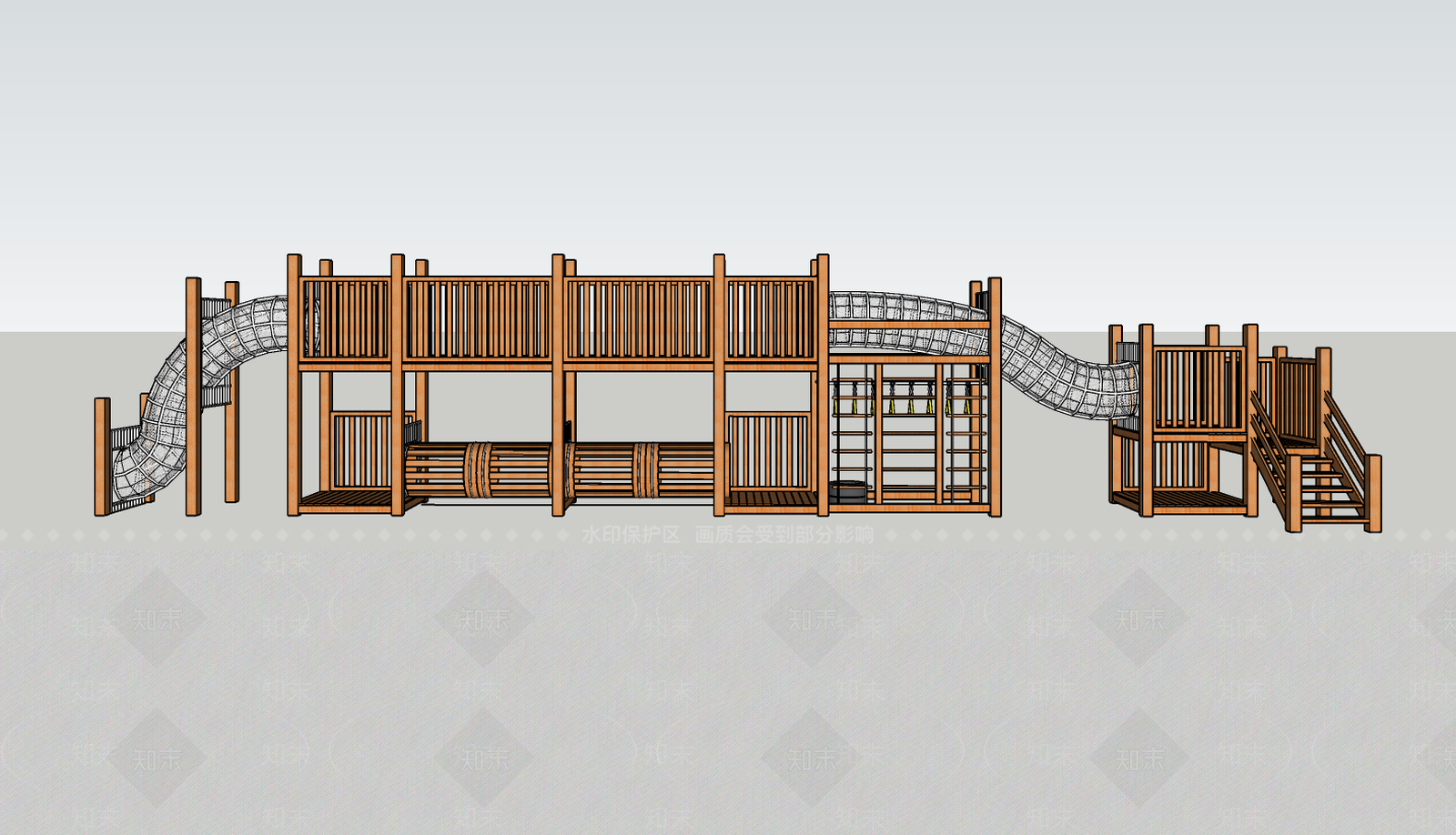 现代风格儿童滑梯SU模型下载【ID:871705122】
