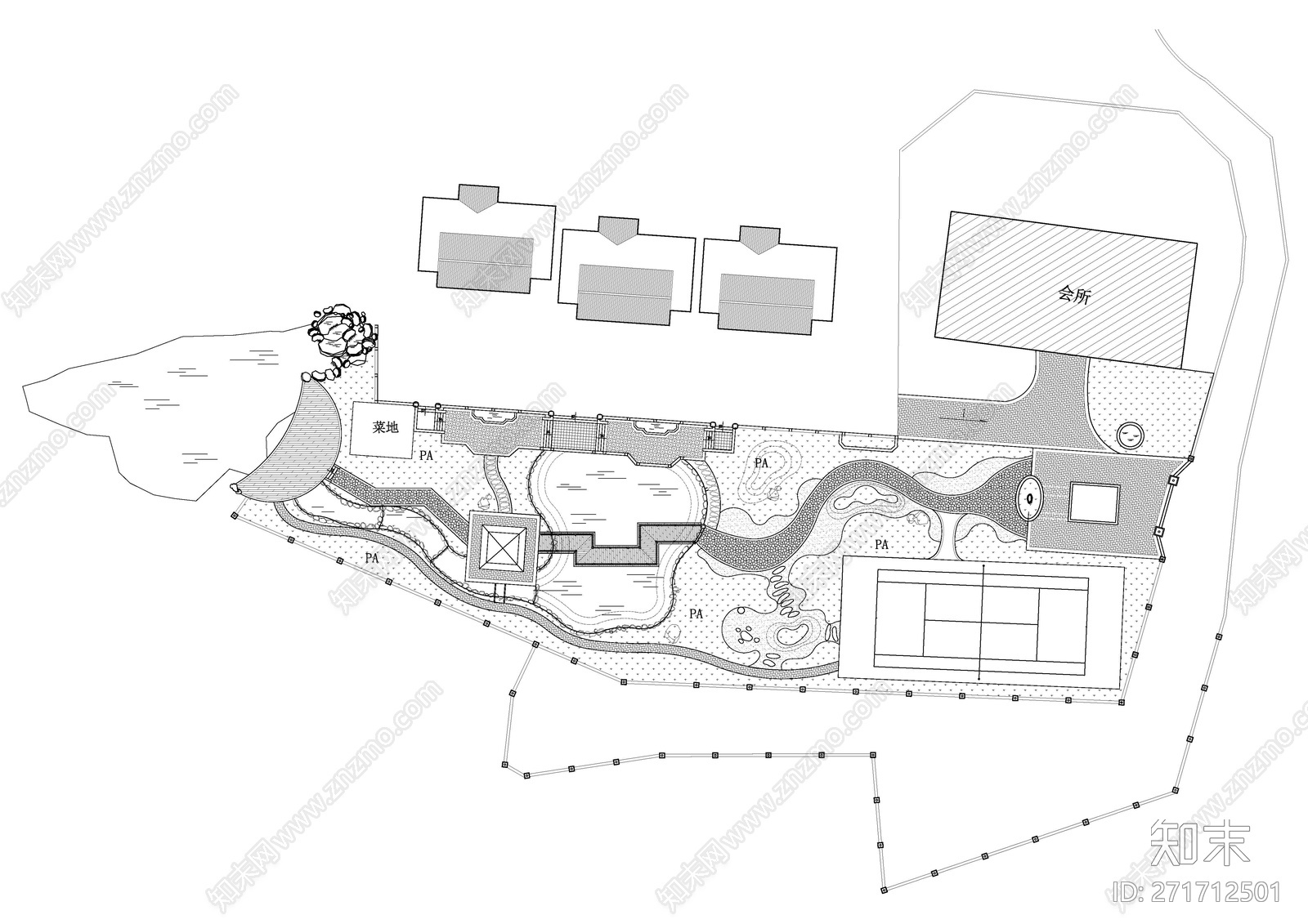 别墅庭院景观园建整施工图下载【ID:271712501】