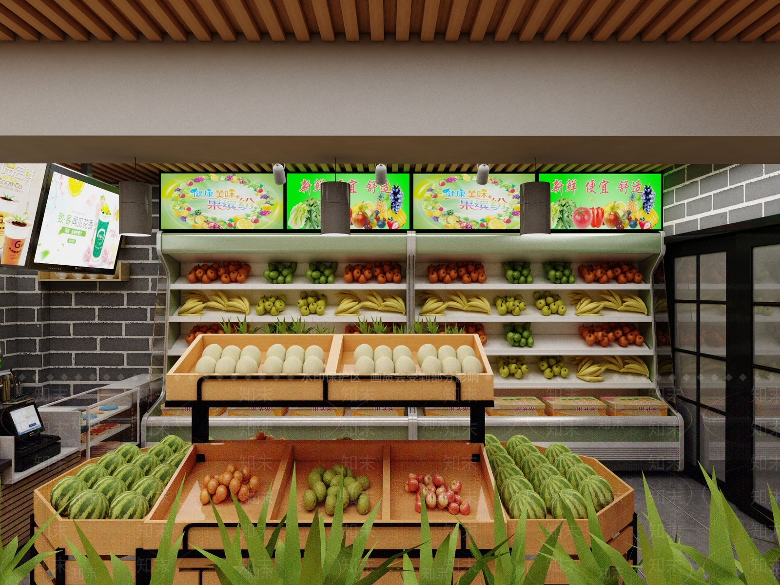 现代水果店3D模型下载【ID:671750339】