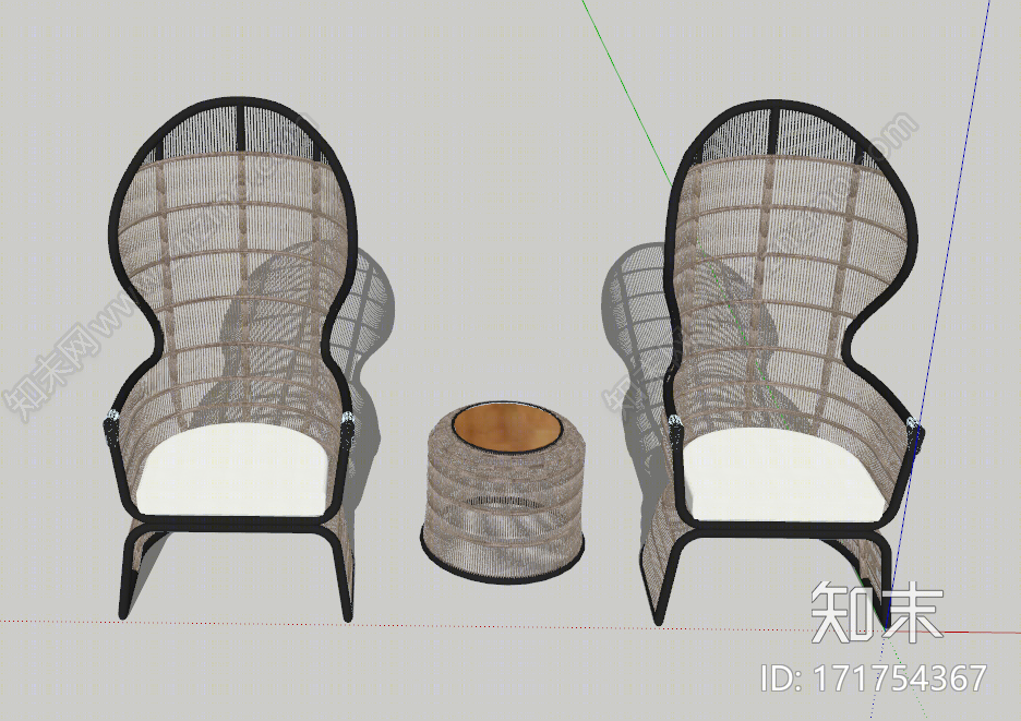 现代风格户外椅SU模型下载【ID:171754367】