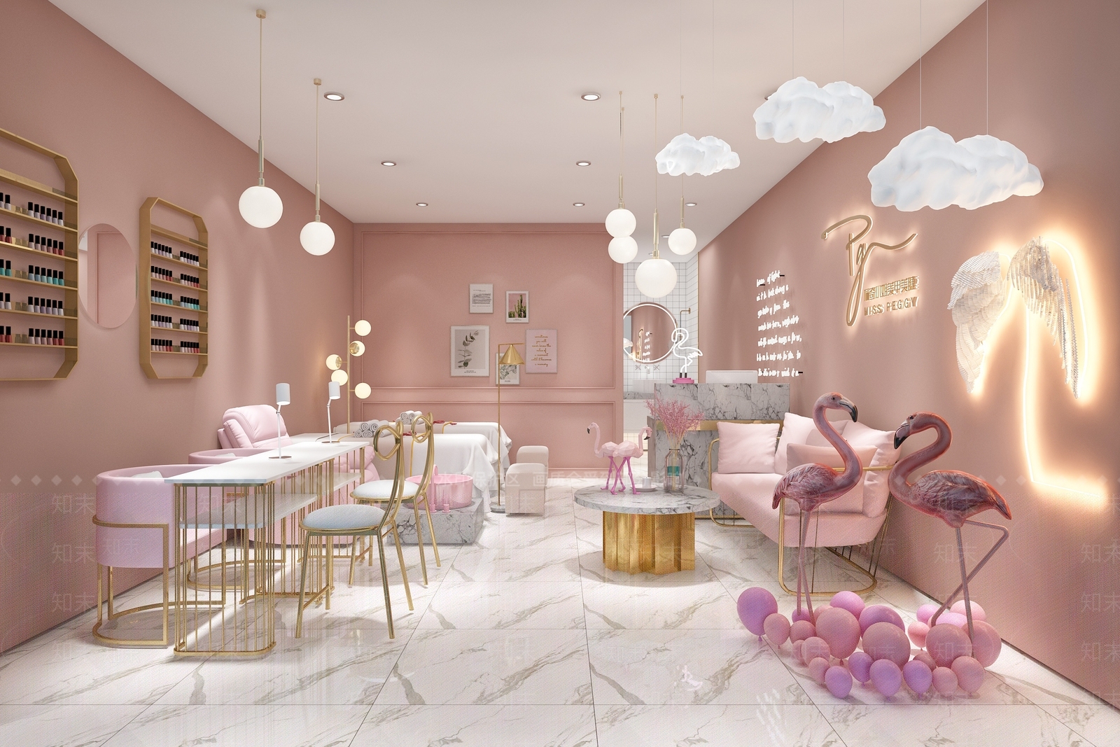 北欧美甲美容店3D模型下载【ID:971764501】