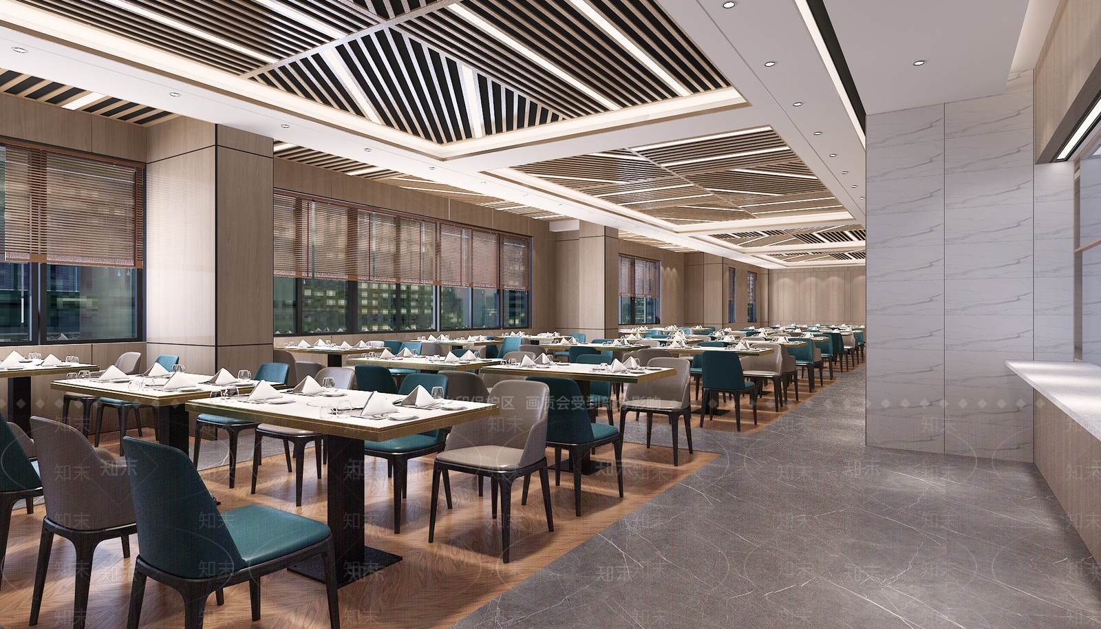 现代轻奢食堂3D模型下载【ID:771780713】