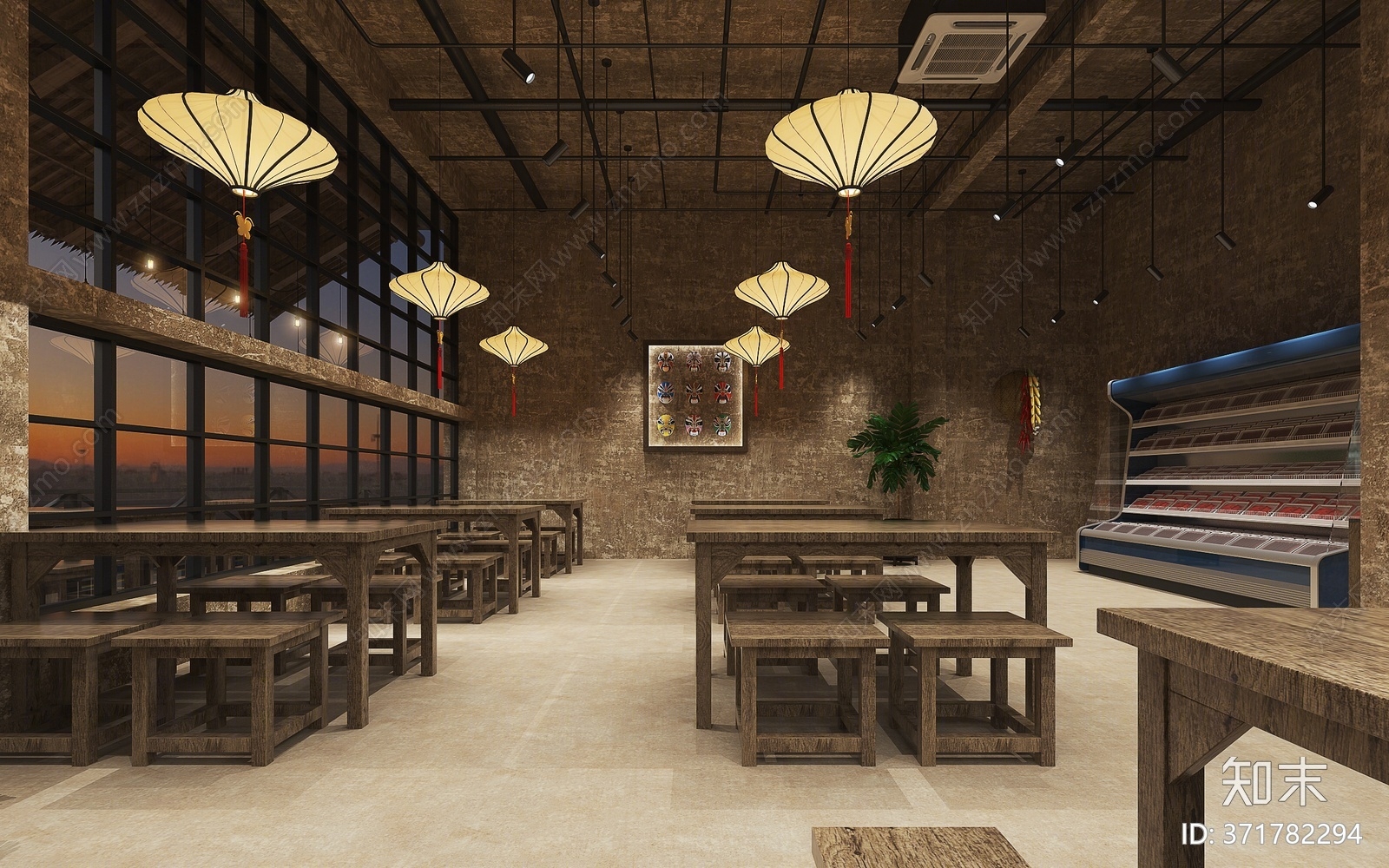 新中式火锅店3D模型下载【ID:371782294】