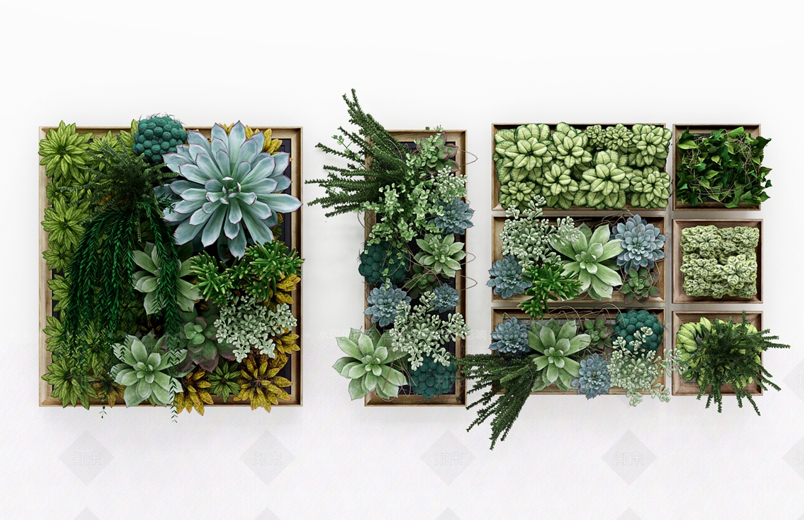 现代植物墙3D模型下载【ID:371786559】