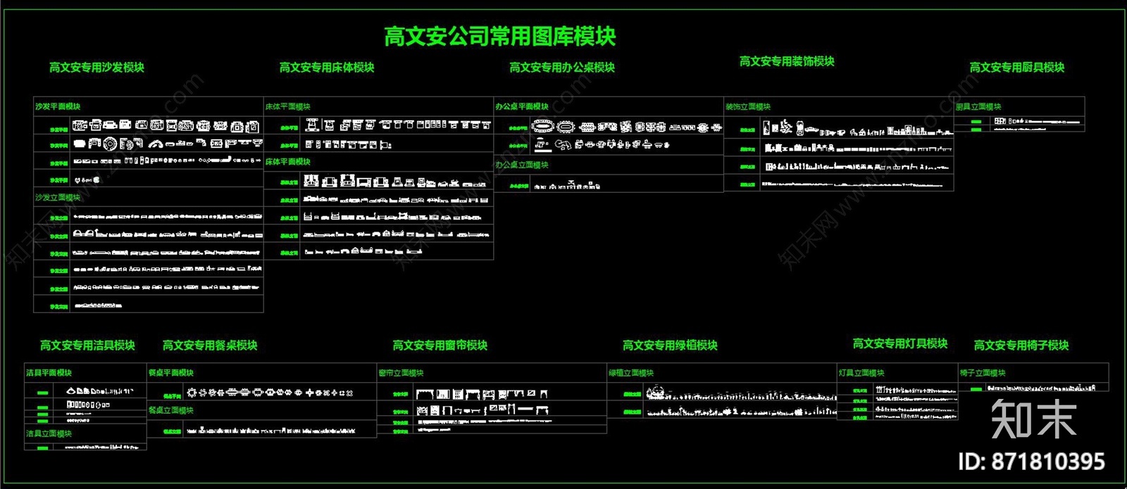 高文安公司常用CAD图库模块cad施工图下载【ID:871810395】
