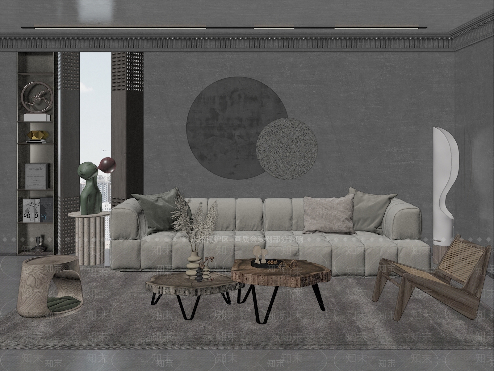 现代风格沙发茶几组合SU模型下载【ID:771815690】