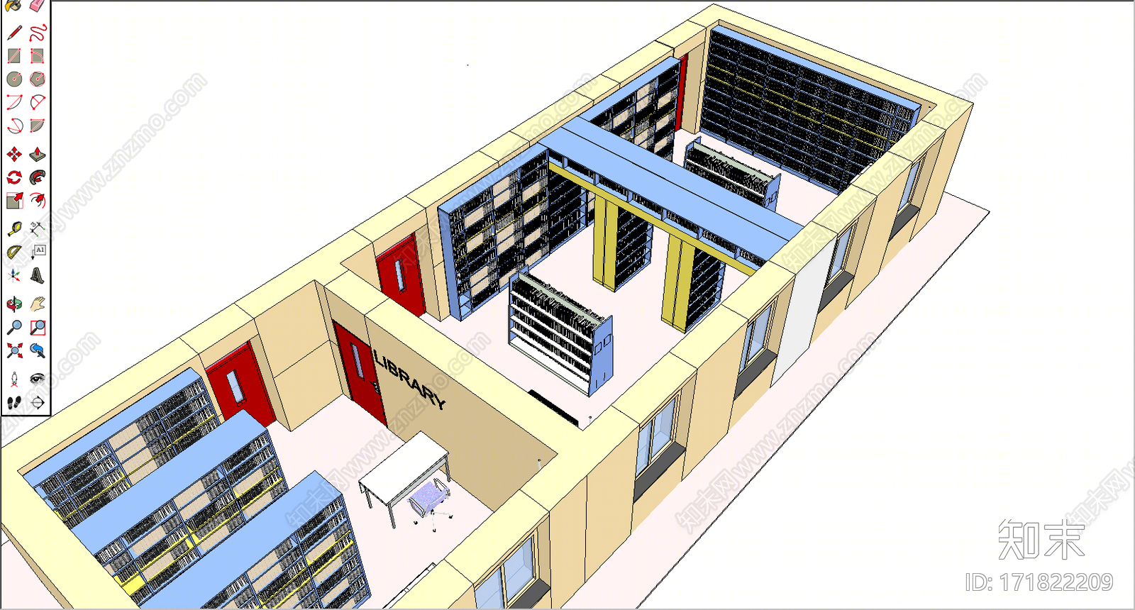 现代风格图书馆SU模型下载【ID:171822209】