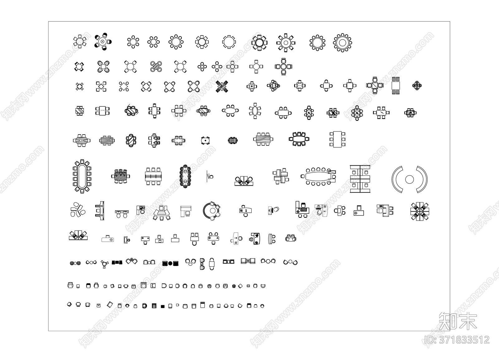 桌椅cad施工图下载【ID:371833512】