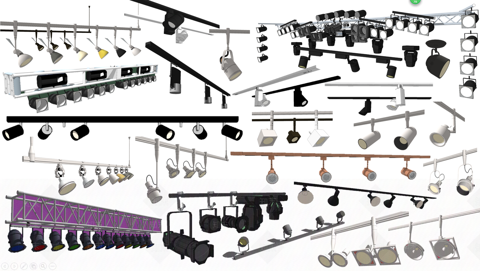 现代风格筒灯射灯SU模型下载【ID:471835650】