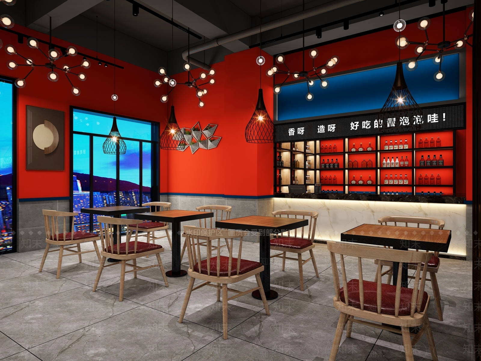 工业风餐厅3D模型下载【ID:371841245】