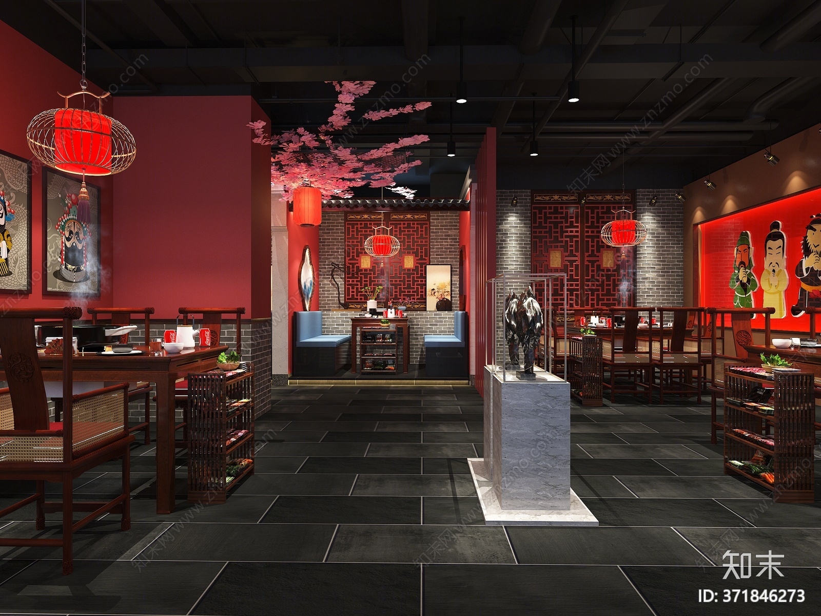 中式火锅店3D模型下载【ID:371846273】