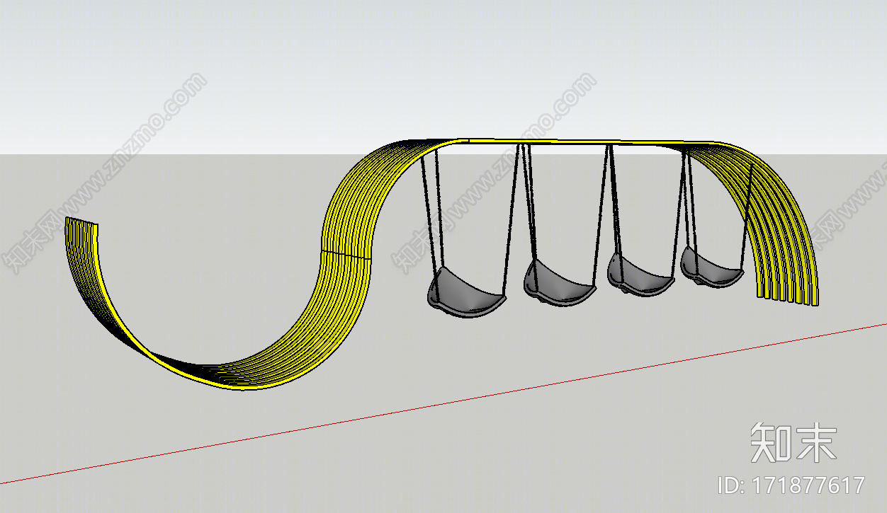 现代风格秋千SU模型下载【ID:171877617】