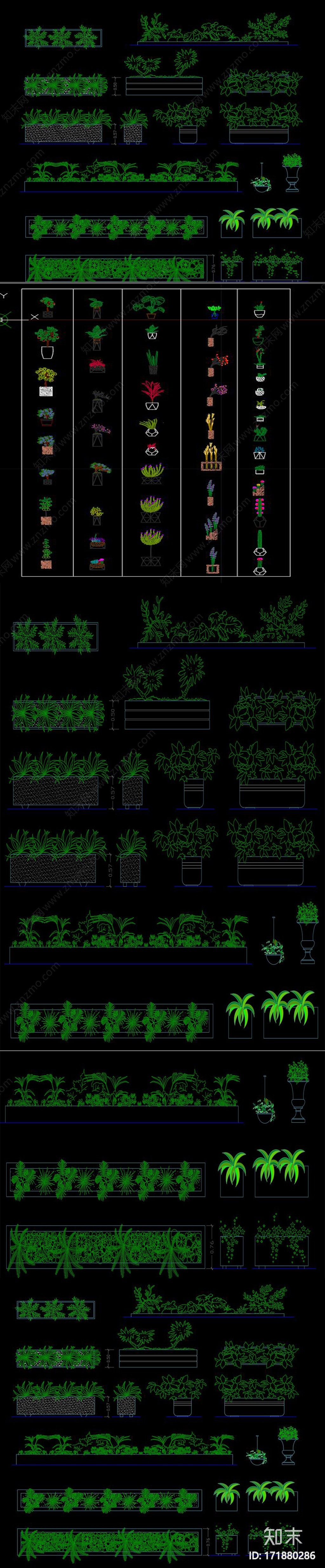 植物CAD平立面图库施工图下载【ID:171880286】