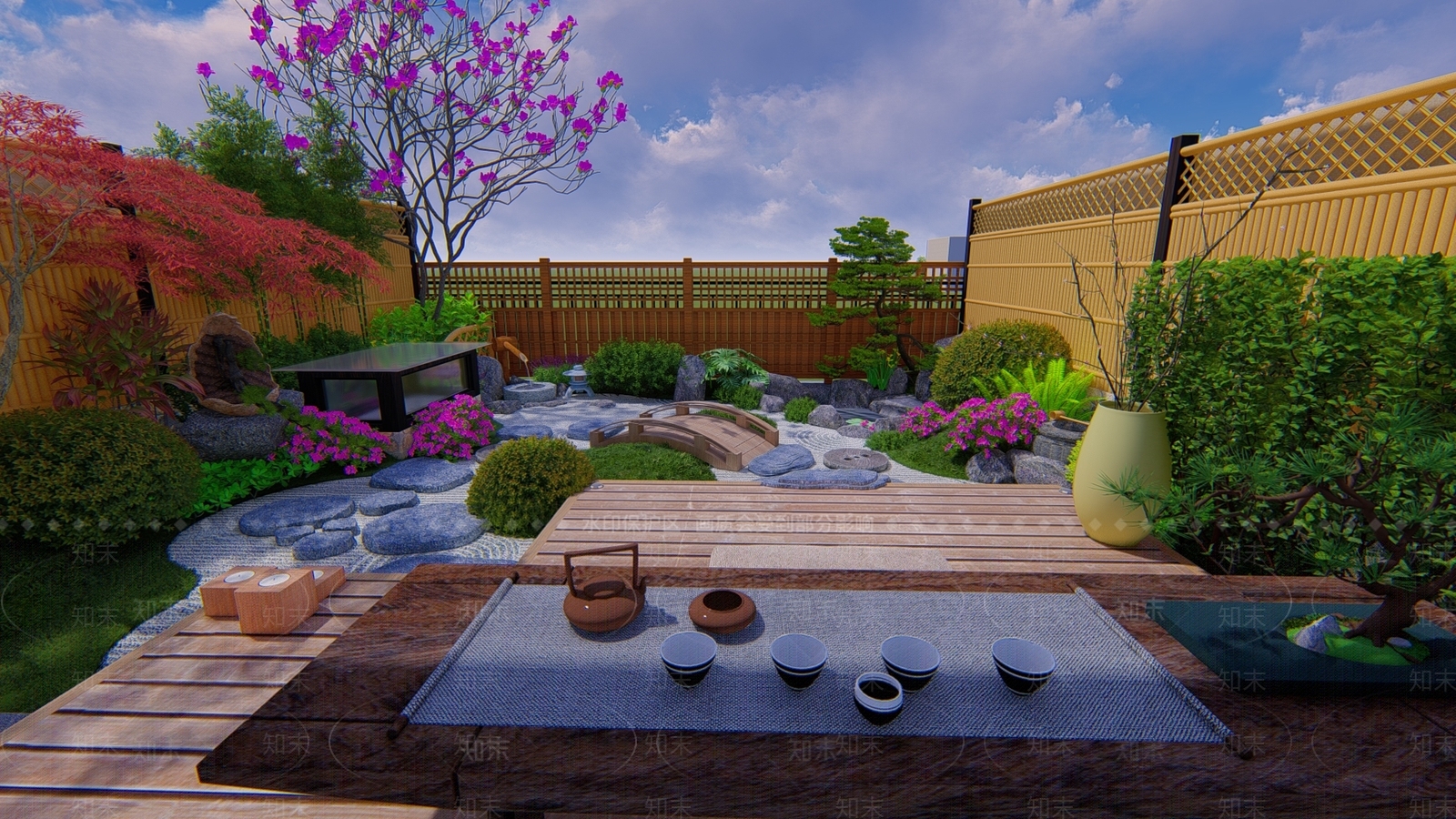 日式风格住宅景观SU模型下载【ID:571882432】