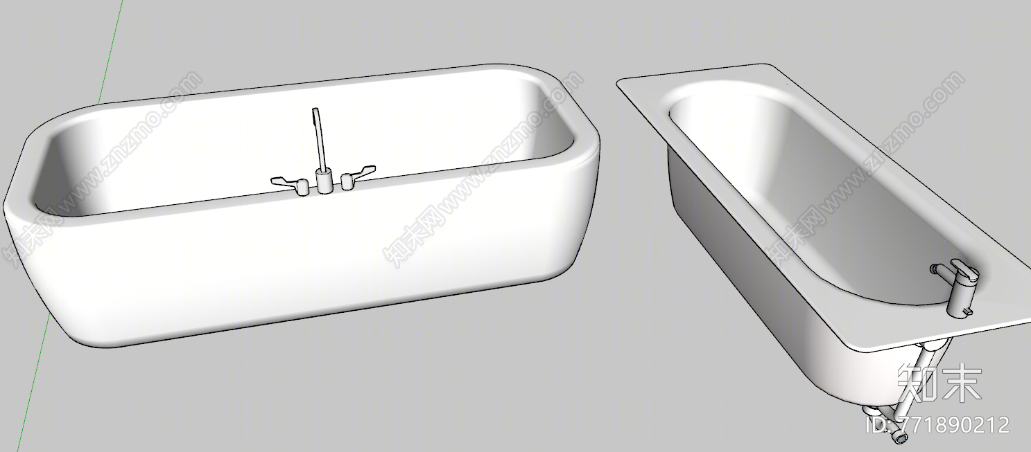现代风格浴缸SU模型下载【ID:771890212】