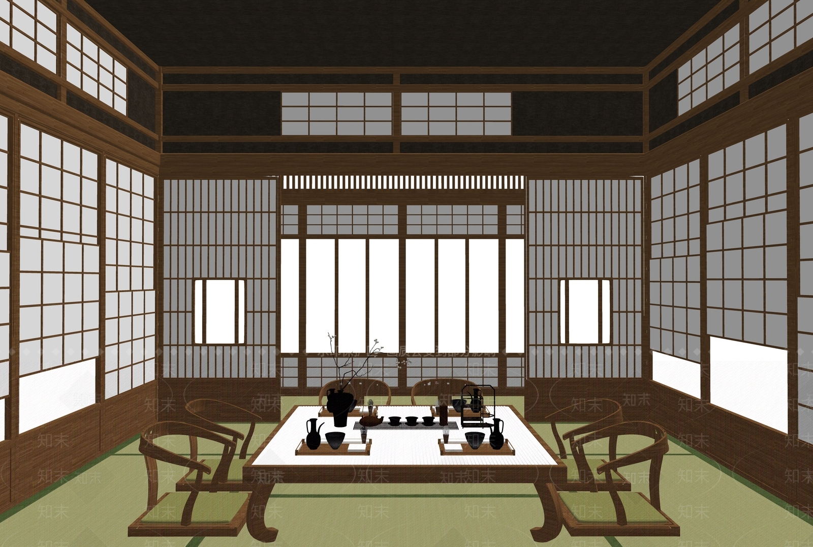 中式风格茶室SU模型下载【ID:971890319】