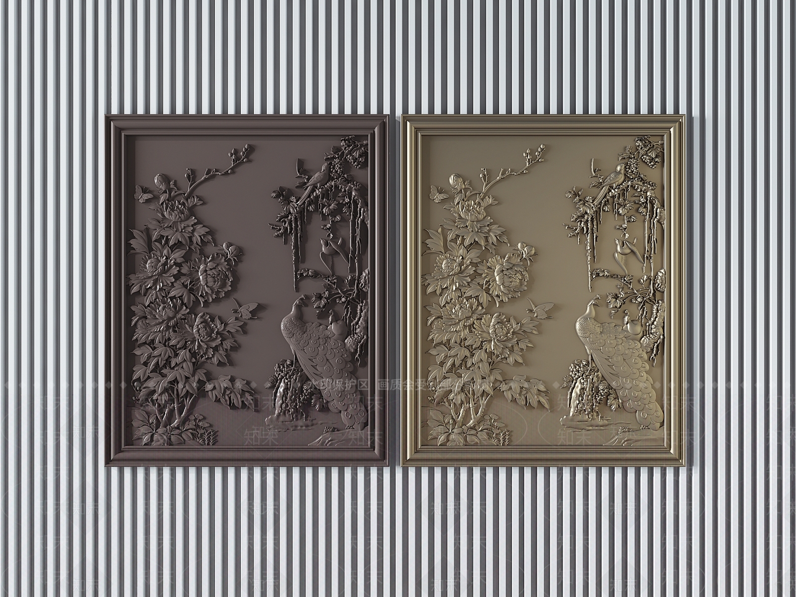 新中式浮雕墙饰3D模型下载【ID:871914613】