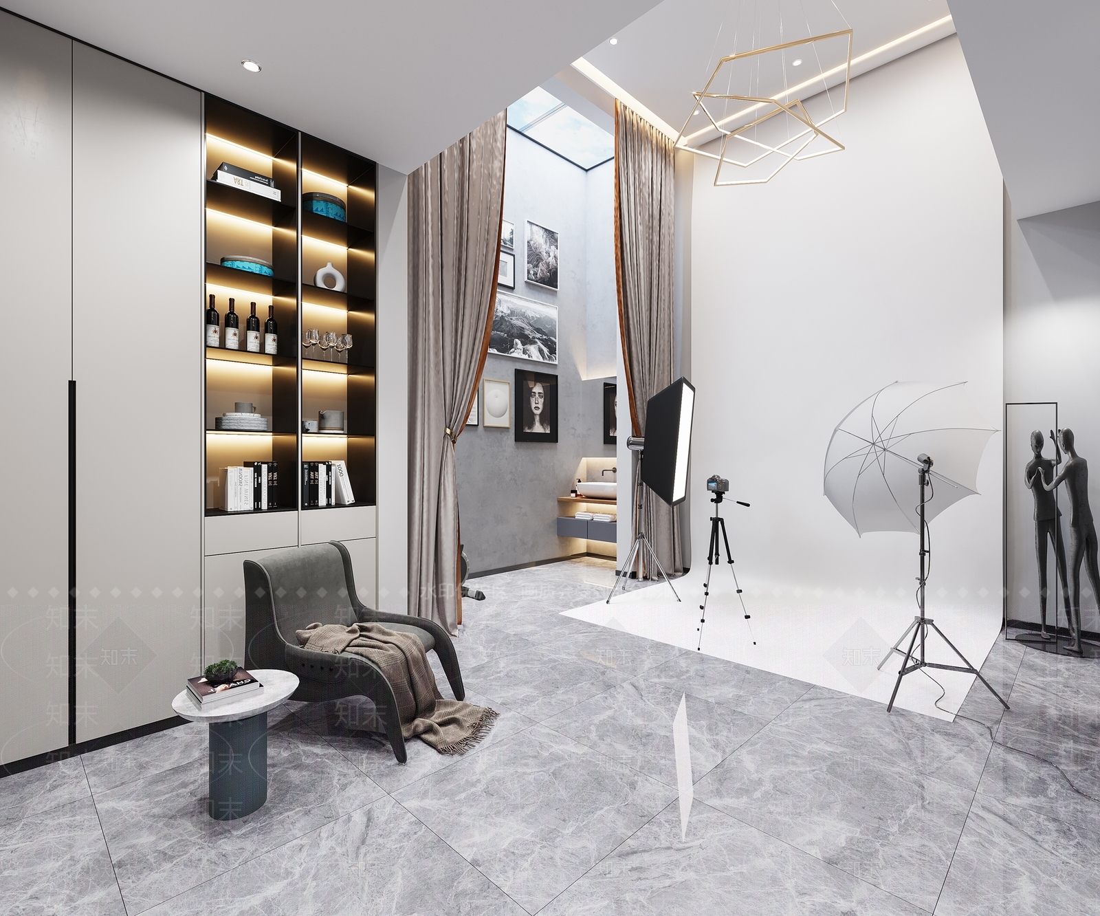 现代地下室摄影棚3D模型下载【ID:271937592】