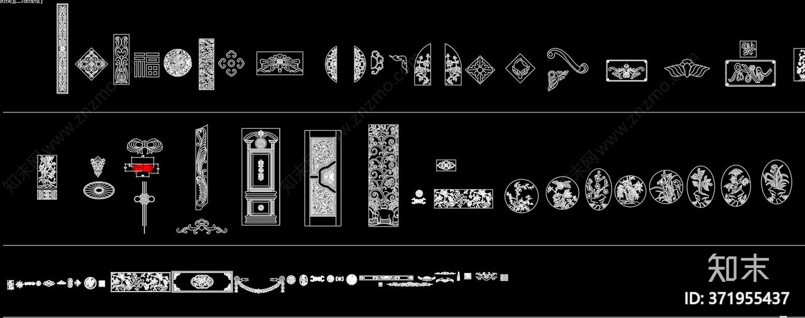 门型框套花纹图案CAD图库施工图下载【ID:371955437】
