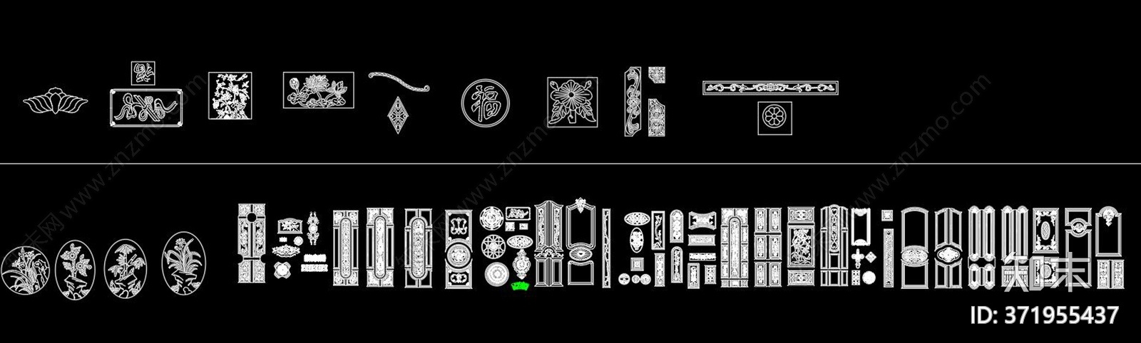 门型框套花纹图案CAD图库施工图下载【ID:371955437】