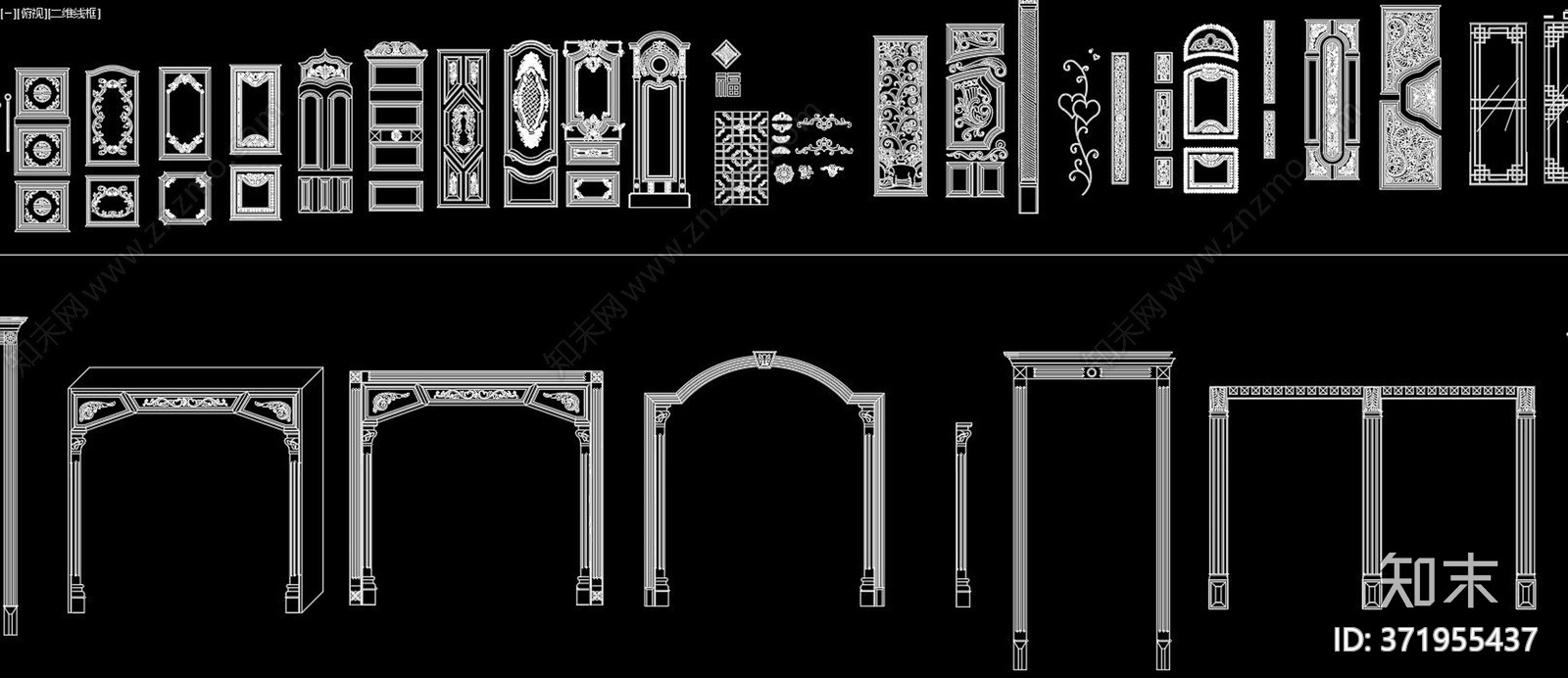 门型框套花纹图案CAD图库施工图下载【ID:371955437】