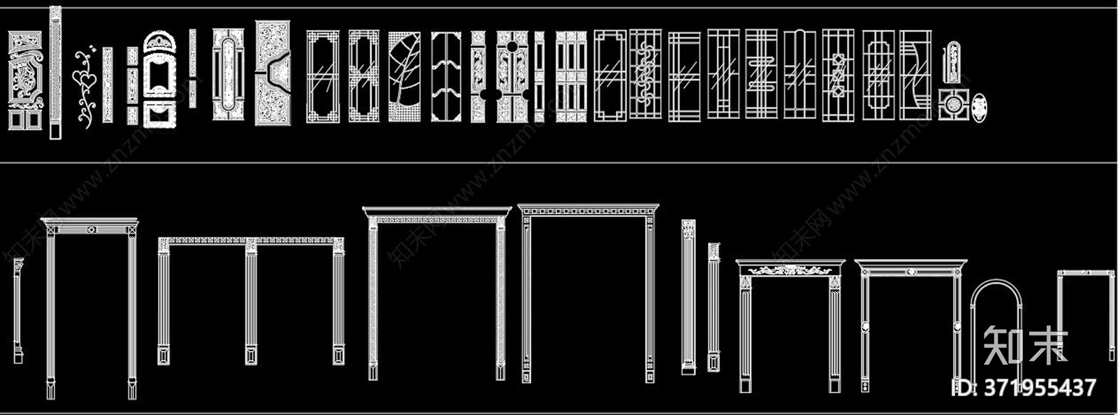 门型框套花纹图案CAD图库施工图下载【ID:371955437】