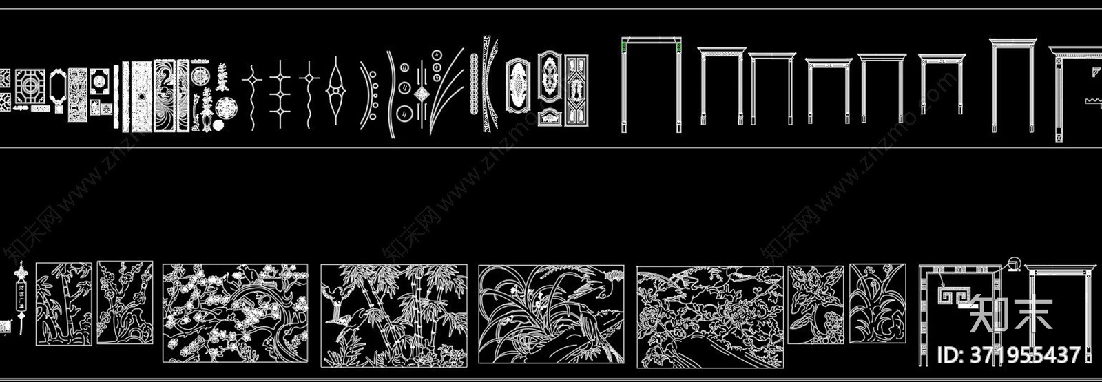 门型框套花纹图案CAD图库施工图下载【ID:371955437】