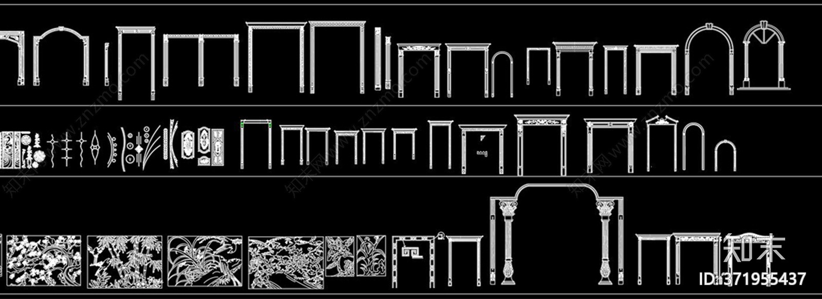 门型框套花纹图案CAD图库施工图下载【ID:371955437】