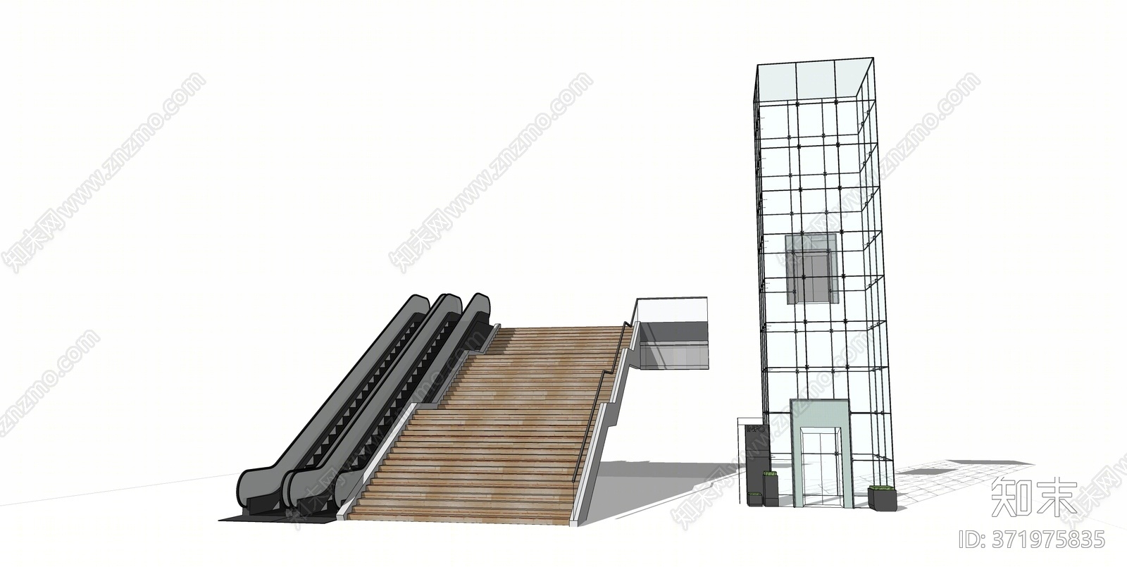 现代风格电梯SU模型下载【ID:371975835】
