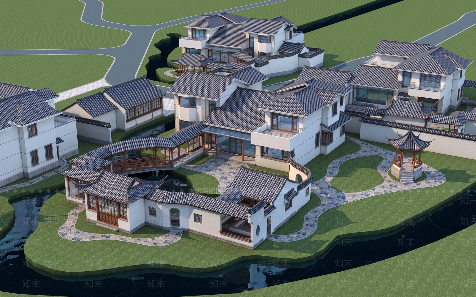 中式古建筑外观3D模型下载【ID:271975840】