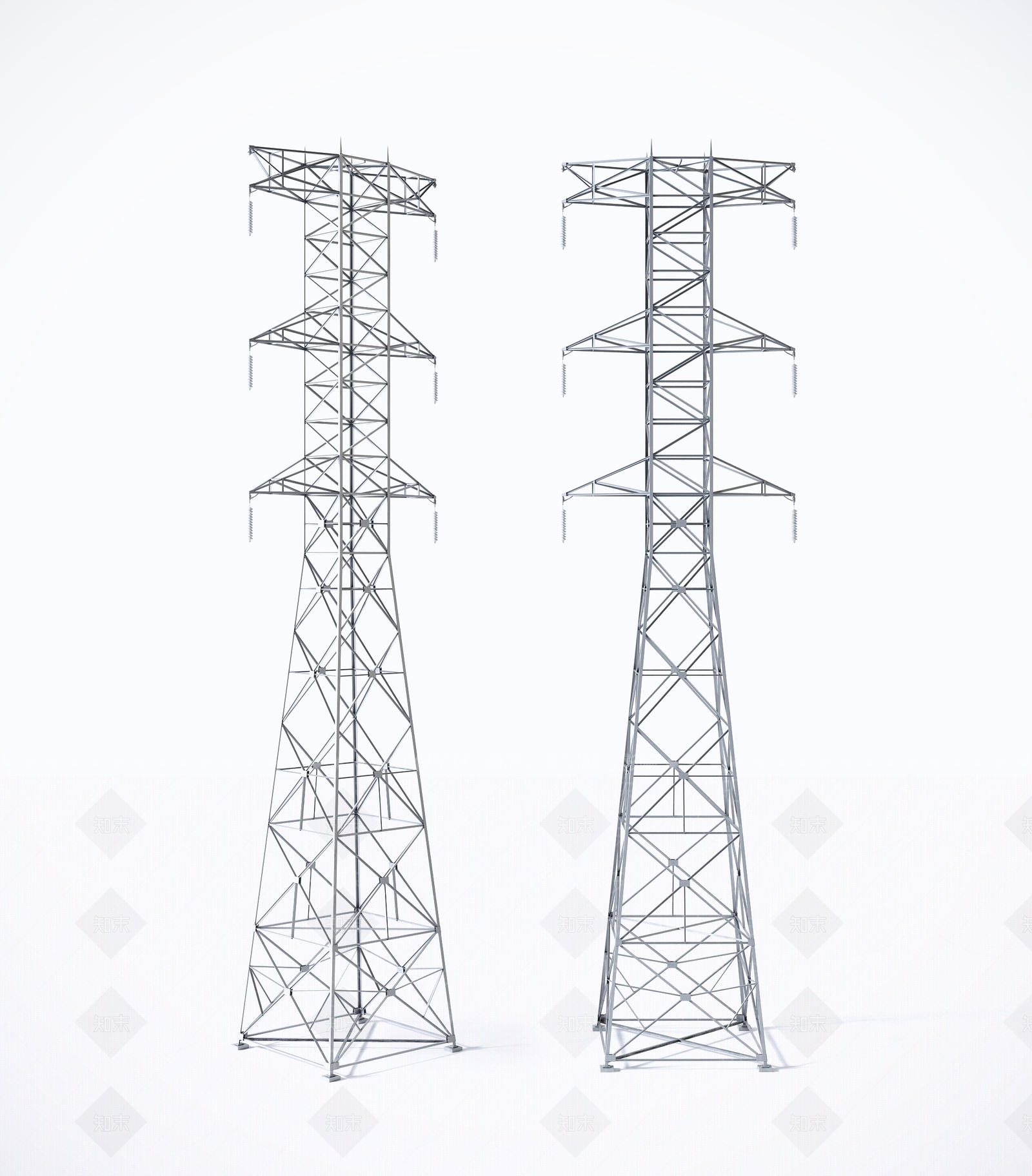 现代高压线塔3D模型下载【ID:871982572】