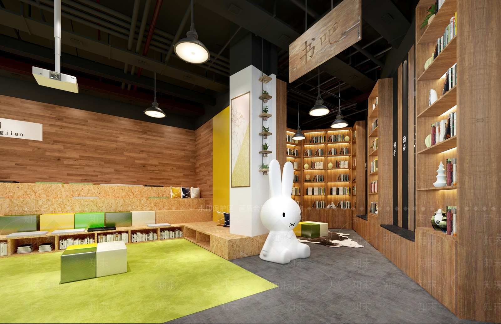 工业风图书馆3D模型下载【ID:871986274】