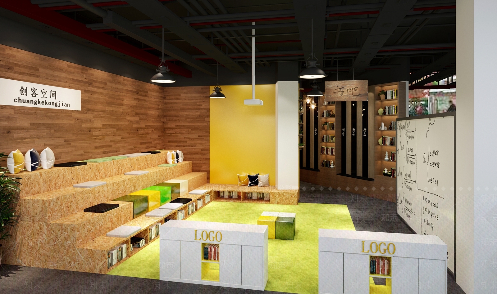 工业风图书馆3D模型下载【ID:871986274】