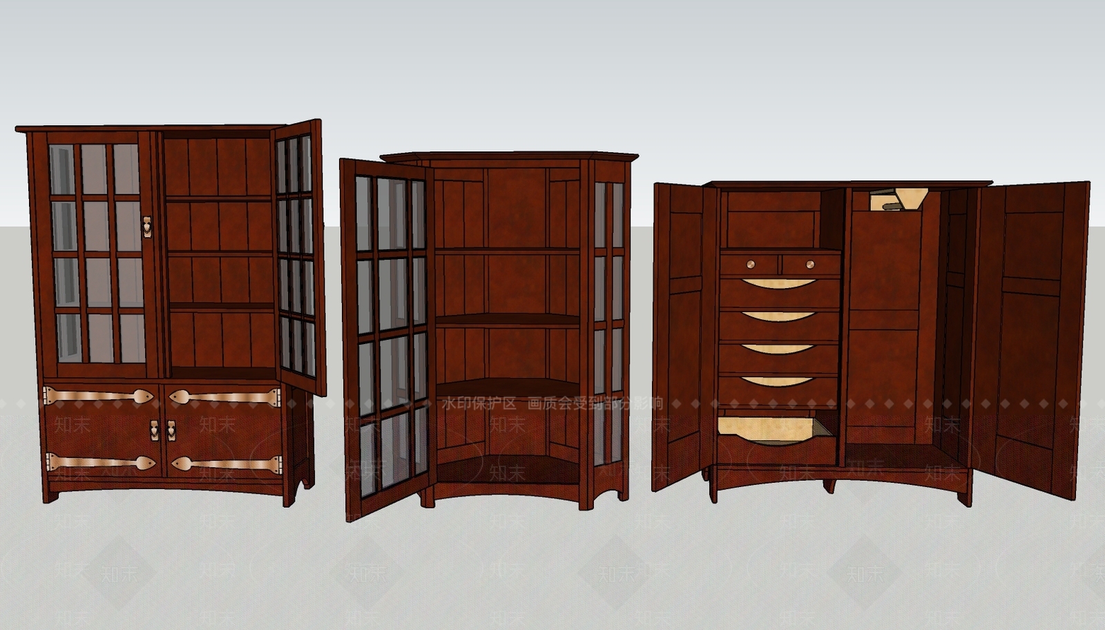 中式风格展柜SU模型下载【ID:371994378】