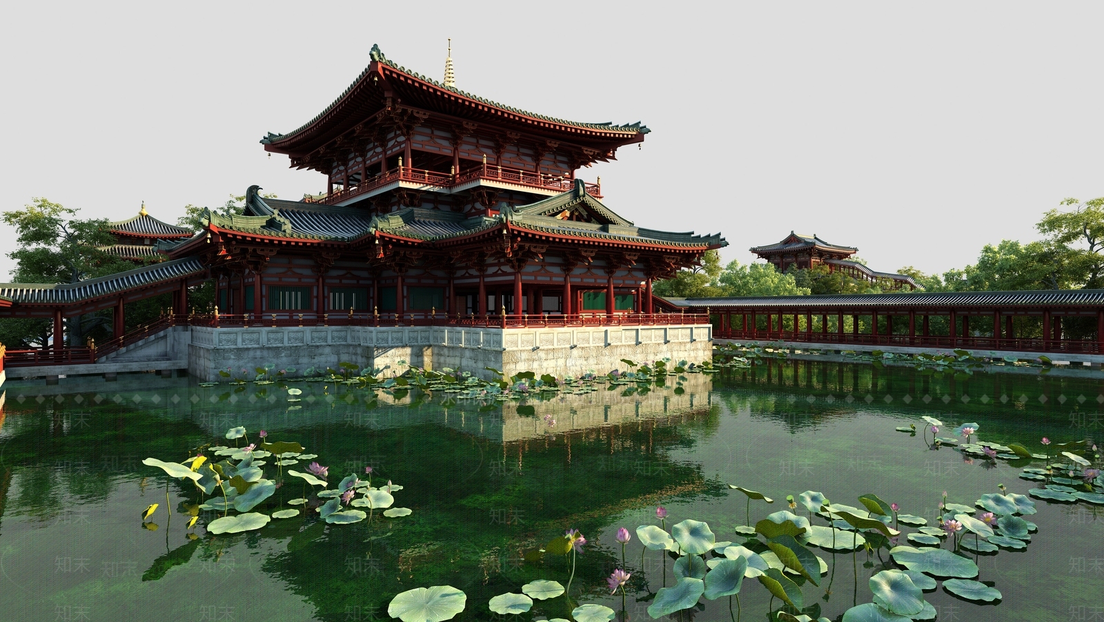 中式古建筑外观3D模型下载【ID:272002852】